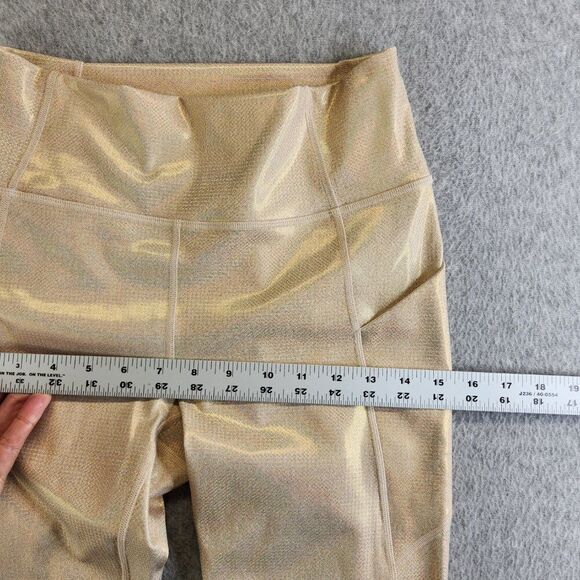 Fabletics Leggings Womens S Cream Micro Polka Dot Shiny Shimmer Pockets Ankle - Picture 10 of 14